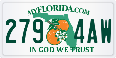 FL license plate 2794AW