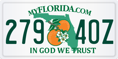 FL license plate 2794OZ
