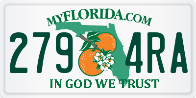 FL license plate 2794RA