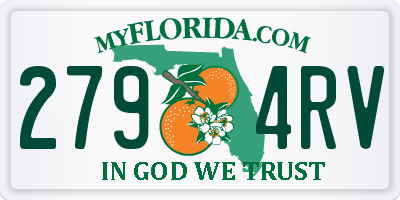 FL license plate 2794RV