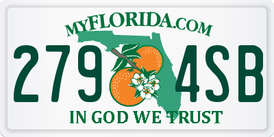 FL license plate 2794SB