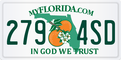 FL license plate 2794SD