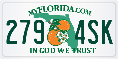 FL license plate 2794SK