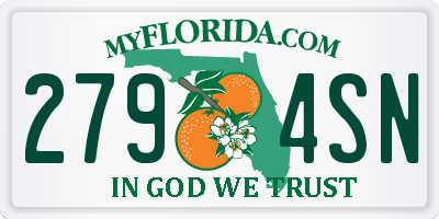 FL license plate 2794SN