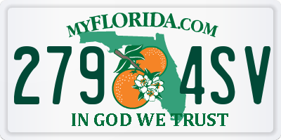 FL license plate 2794SV