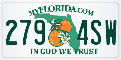 FL license plate 2794SW
