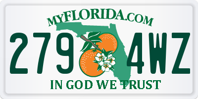 FL license plate 2794WZ
