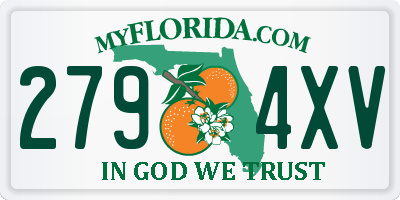 FL license plate 2794XV