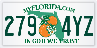 FL license plate 2794YZ