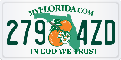 FL license plate 2794ZD