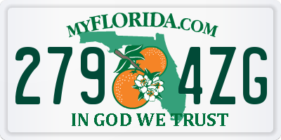 FL license plate 2794ZG