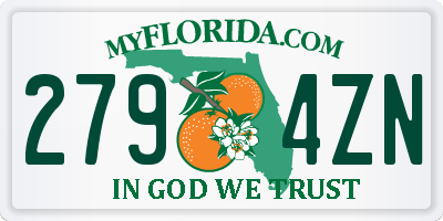 FL license plate 2794ZN