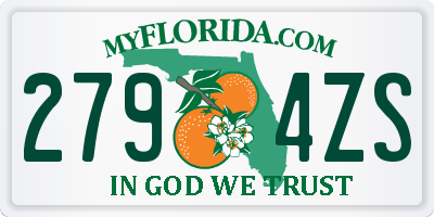 FL license plate 2794ZS
