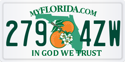 FL license plate 2794ZW