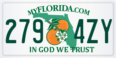 FL license plate 2794ZY
