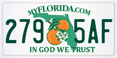 FL license plate 2795AF