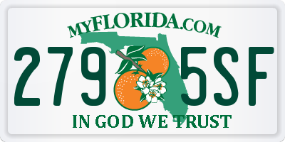 FL license plate 2795SF