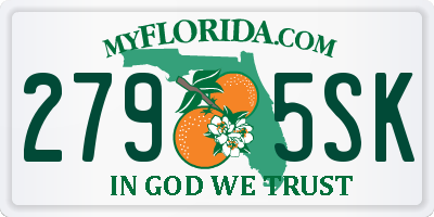 FL license plate 2795SK
