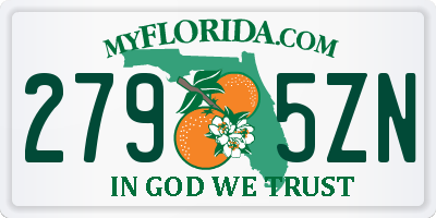 FL license plate 2795ZN