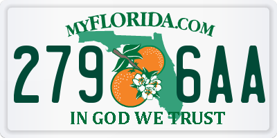 FL license plate 2796AA