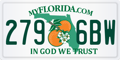 FL license plate 2796BW