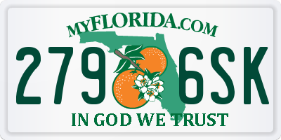 FL license plate 2796SK