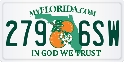 FL license plate 2796SW