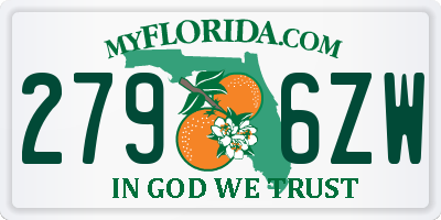 FL license plate 2796ZW