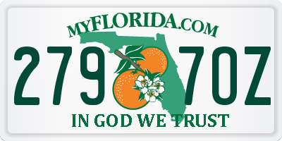 FL license plate 2797OZ