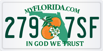 FL license plate 2797SF
