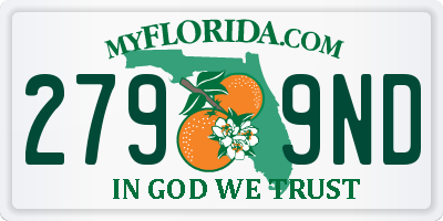 FL license plate 2799ND