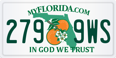 FL license plate 2799WS