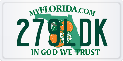 FL license plate 279LDK