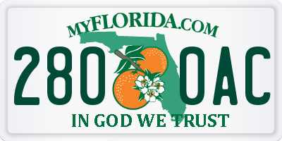 FL license plate 2800AC