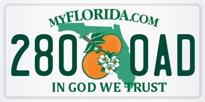 FL license plate 2800AD