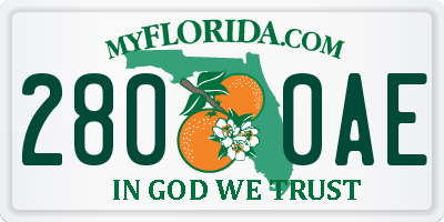FL license plate 2800AE