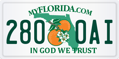 FL license plate 2800AI