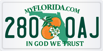 FL license plate 2800AJ