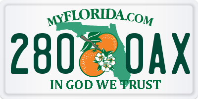FL license plate 2800AX