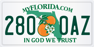 FL license plate 2800AZ