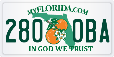 FL license plate 2800BA
