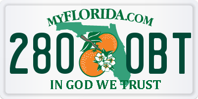 FL license plate 2800BT