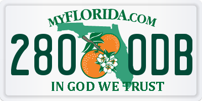 FL license plate 2800DB