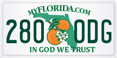 FL license plate 2800DG