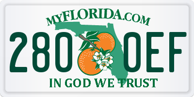FL license plate 2800EF