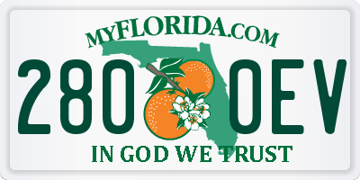 FL license plate 2800EV