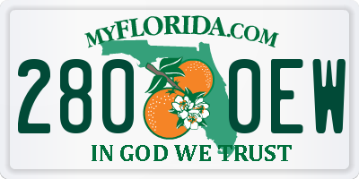FL license plate 2800EW