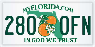 FL license plate 2800FN