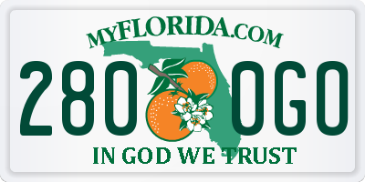 FL license plate 2800GO