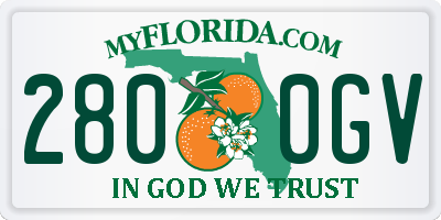 FL license plate 2800GV